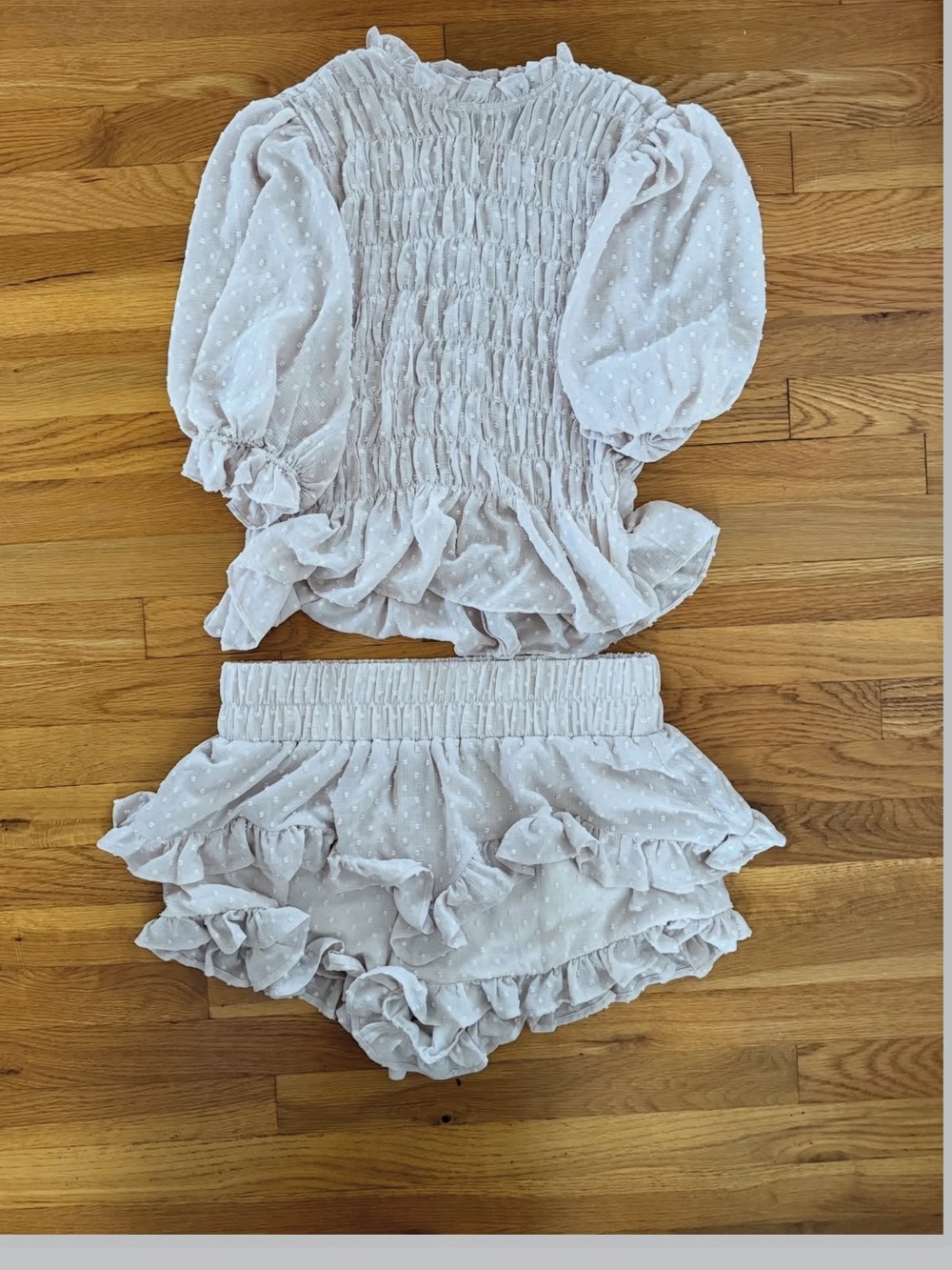 H&M Light Blush Swiss Dot Ruffled Lounge Set